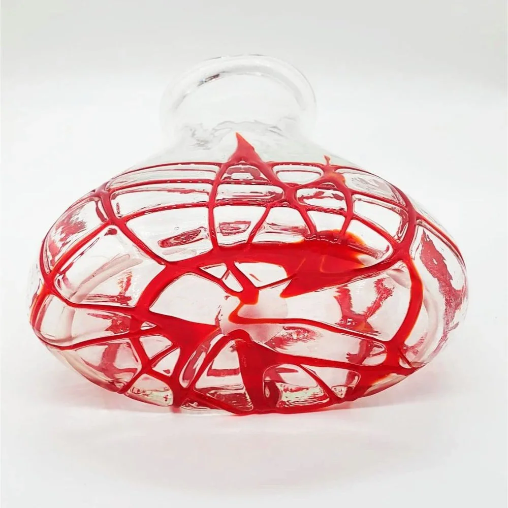 Margie’s Garden Hand-blown Red Flame Art Glass Vase